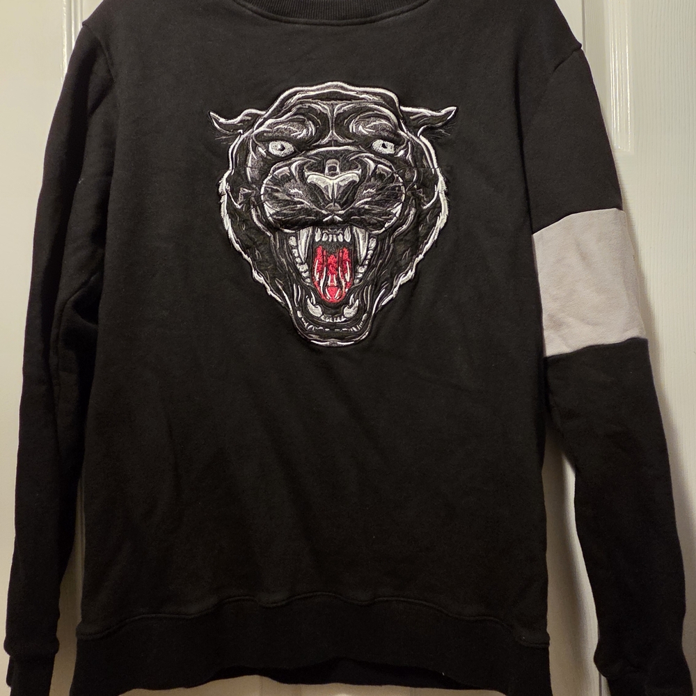 BLVCK Paris Fierce Panther Graphic Sweatshirt French Terry Cotton L